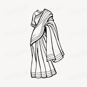 Saree dress clipart, vintage hand