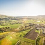 bird s eye view landscape village sunshine